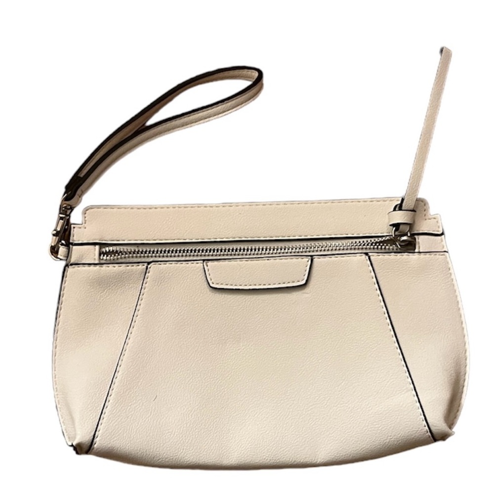 Express White Leather Wristlet Bag